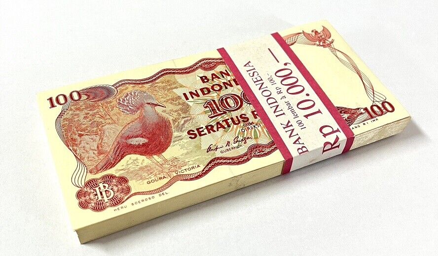Indonesia 100 Rupiah 1984 P 122 UNC LOT 100 PCS 1 Bundle