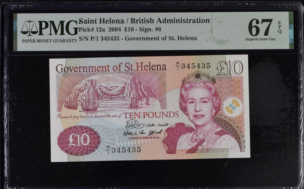 St. Helena 10 Pounds 2004 P 12 a Nice 345-435 Superb Gem UNC PMG 67 EPQ