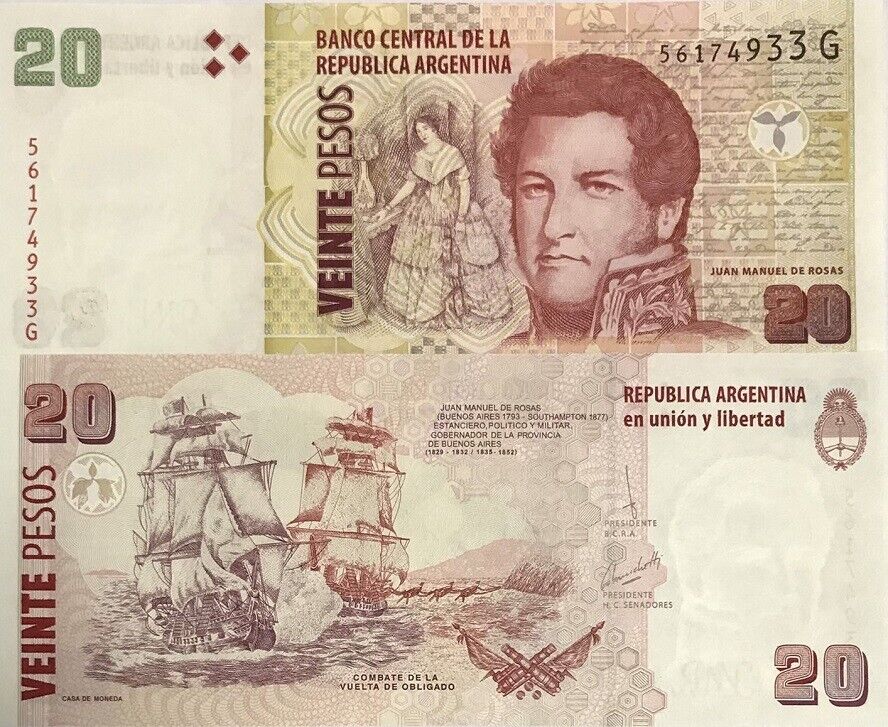 Argentina 20 Pesos 2013 P 355 SERIES G UNC