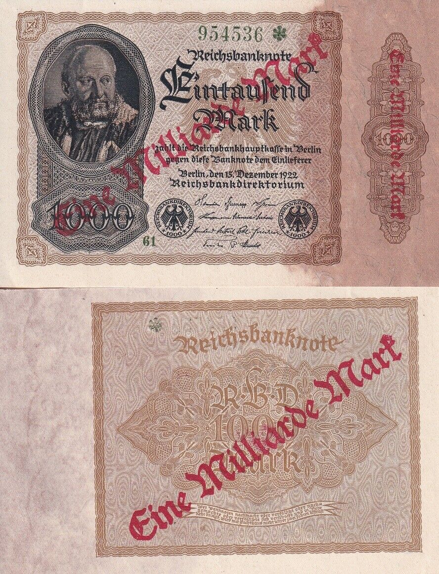 Germany 1 Milliarde Mark 1922 ND 1993 P 113 a AUnc