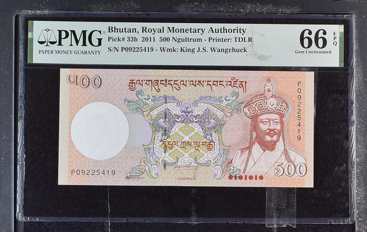 Bhutan 500 Ngultrum 2011 P 33 b Gem UNC PMG 66 EPQ
