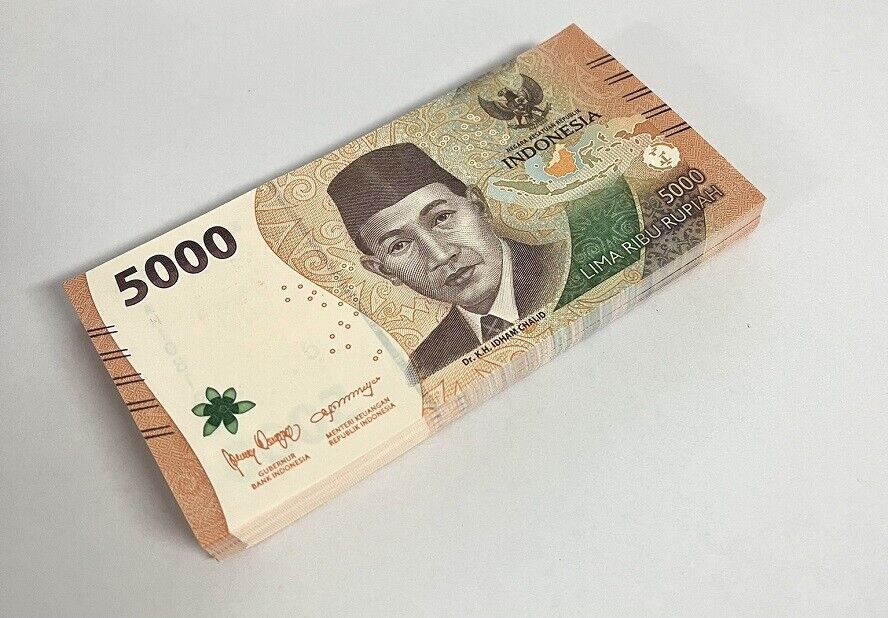 Indonesia 5000 Rupiah 2022 P 164 UNC Lot 25 Pcs 1/4 Bundle
