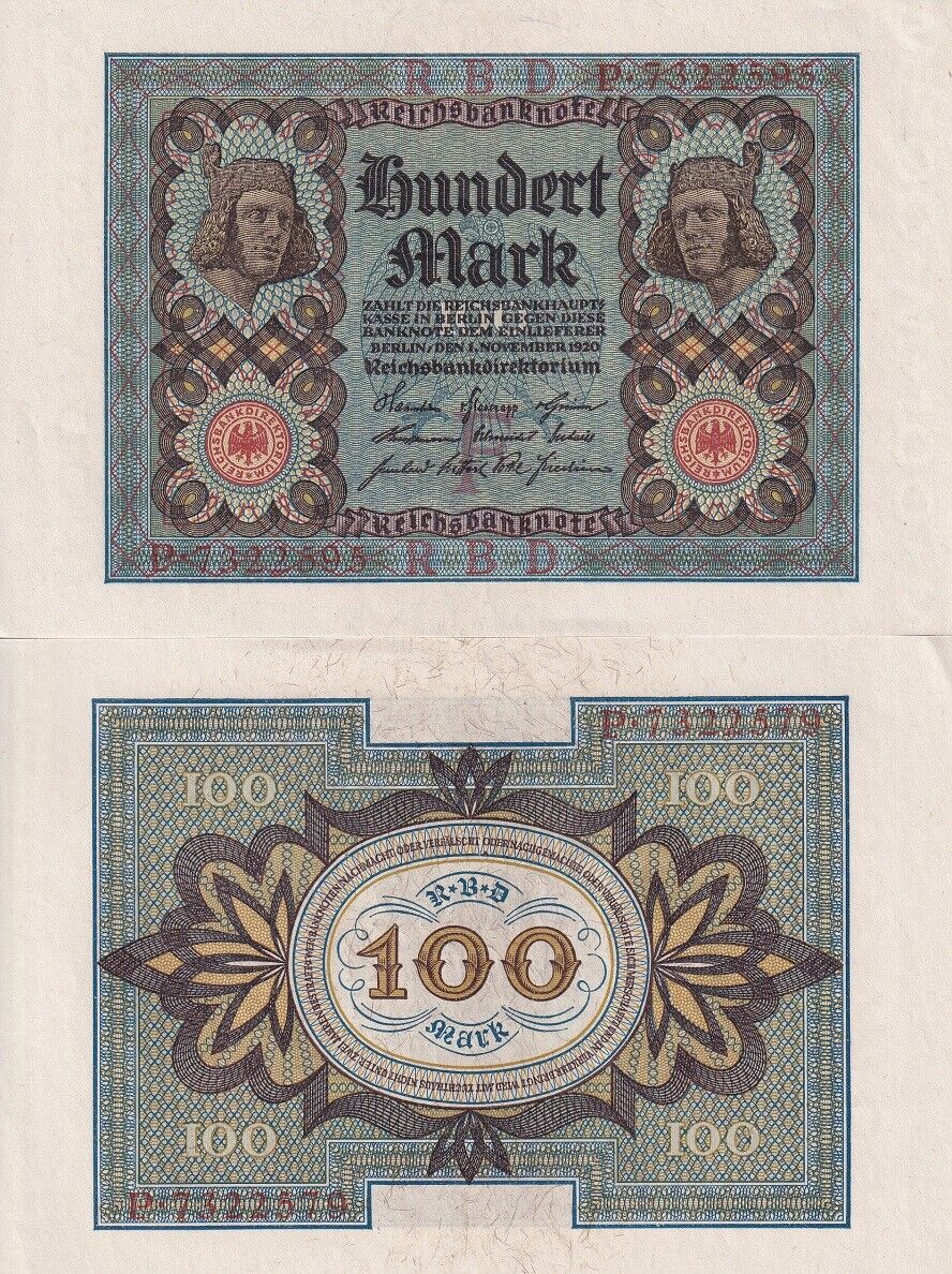 Germany 100 Mark 1920 P 69 a AUnc
