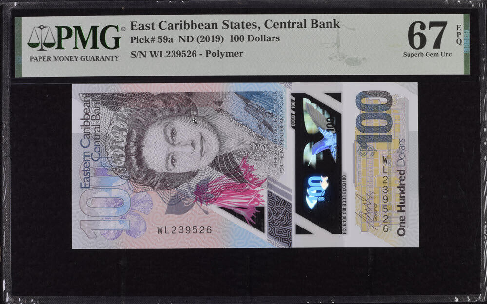 East Caribbean 100 Dollars ND 2019 P 59 a Superb Gem UNC PMG 67 EPQ