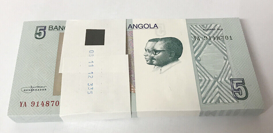 Angola 5 Kwanzas 2012/2017 P 151A UNC Lot 100 Pcs 1 Bundle