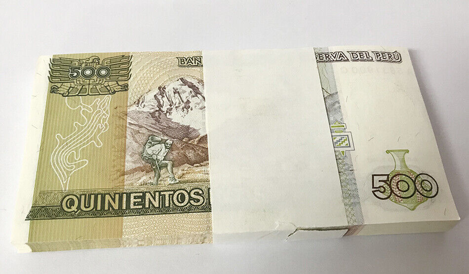 Peru 500 Intis 1987 P 134 UNC LOT 100 PCS 1 BUNDLE
