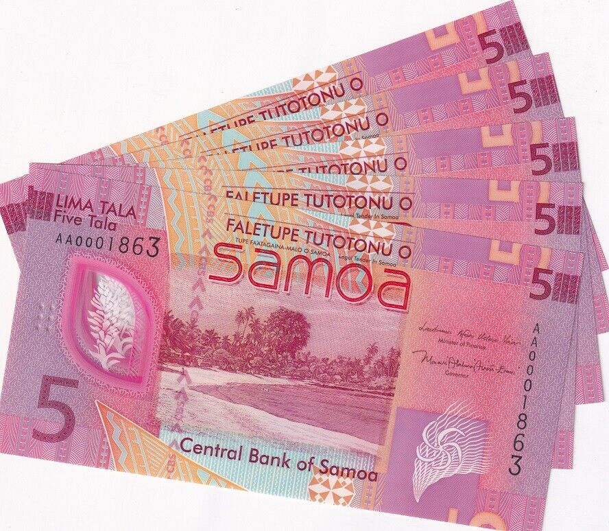 Samoa 5 Tala ND 2023 2024 P 47 Polymer LOT 5 UNC