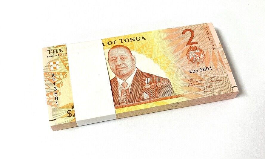 Tonga 2 Pananga 2023 2024 P 50 NEW Design Whale LOT 100 UNC 1 Bundle