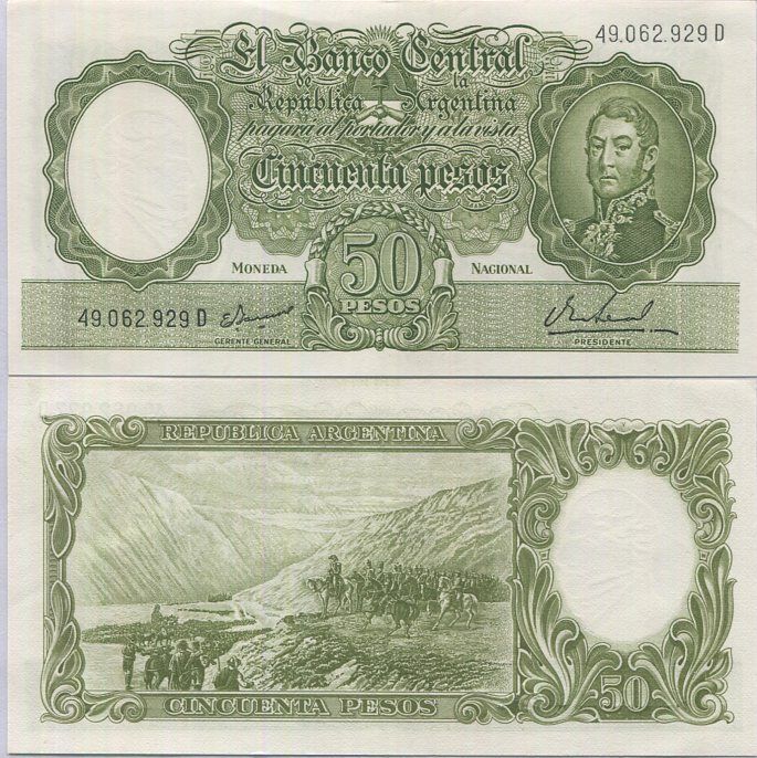 Argentina 50 Pesos ND 1968-1969 P 276 AUnc
