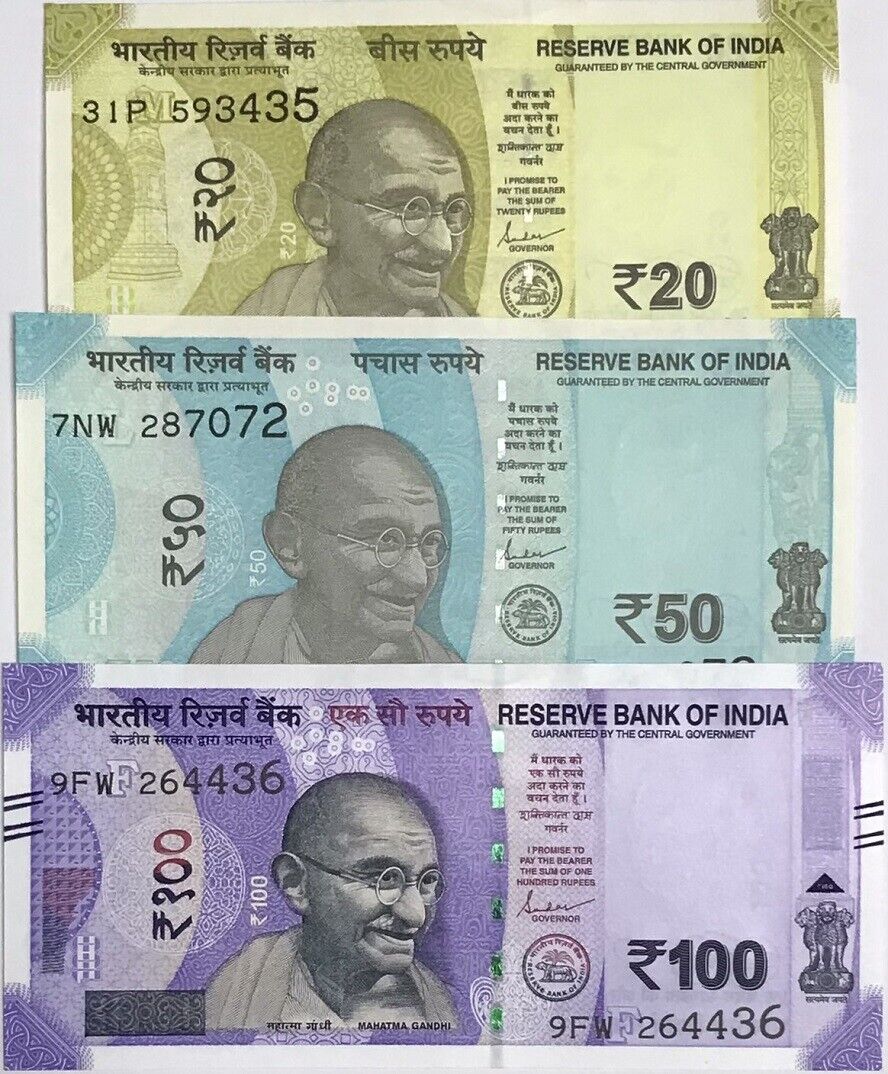 India Set 3 PCS 20 50 100 Rupees 2022 P 110 P 111 P 112 UNC