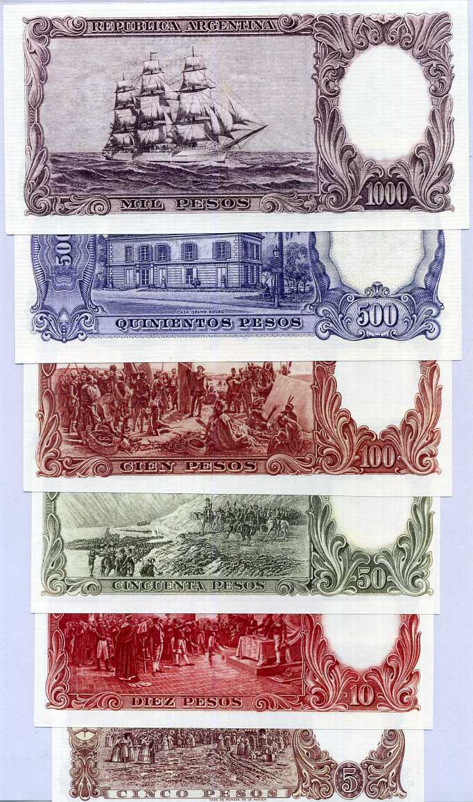 ARGENTINA SET 6 PCS 5 10 50 100 500 1000 PESO FANTASY MONEDA NACIONAL EVA PERON