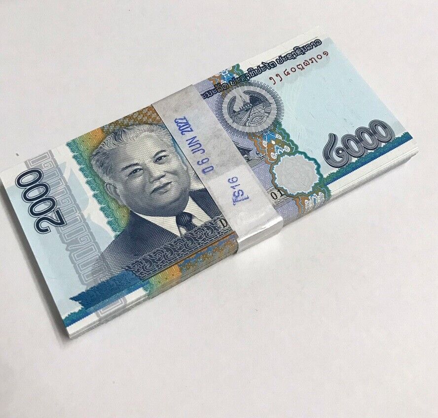 Laos 2000 Kip 2011 Prefix DD Replacement P 41 UNC LOT 100 PCS 1 Bundle