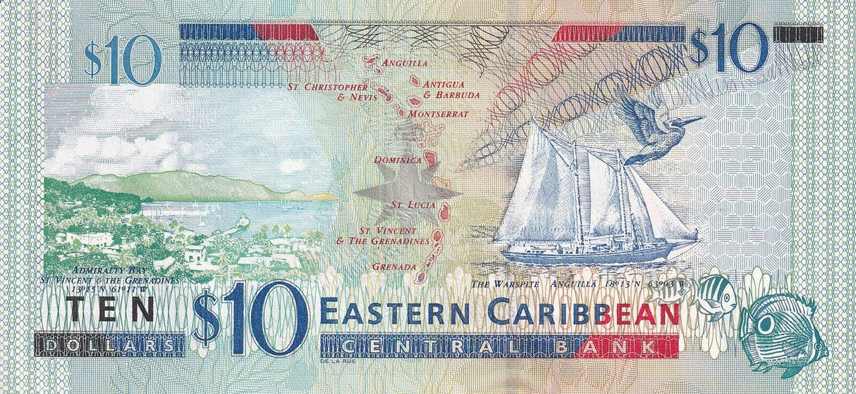 East Caribbean 10 Dollars ND 2003 suffix letter K P 43 k UNC