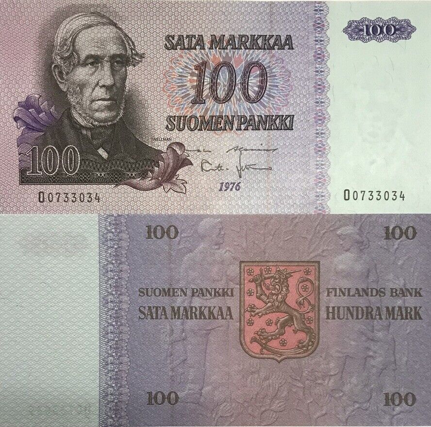 Finland 100 Markkaa 1976 Sign Alenius Lehtinen P 109 UNC