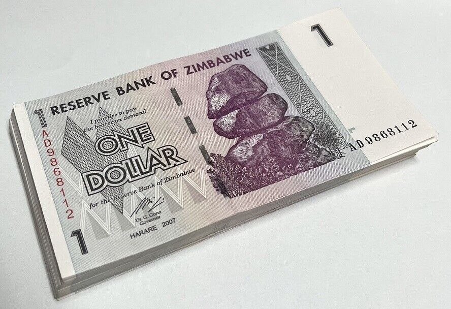 Zimbabwe 1 Dollar 2007 P 65 UNC LOT 100 PCS See Scan