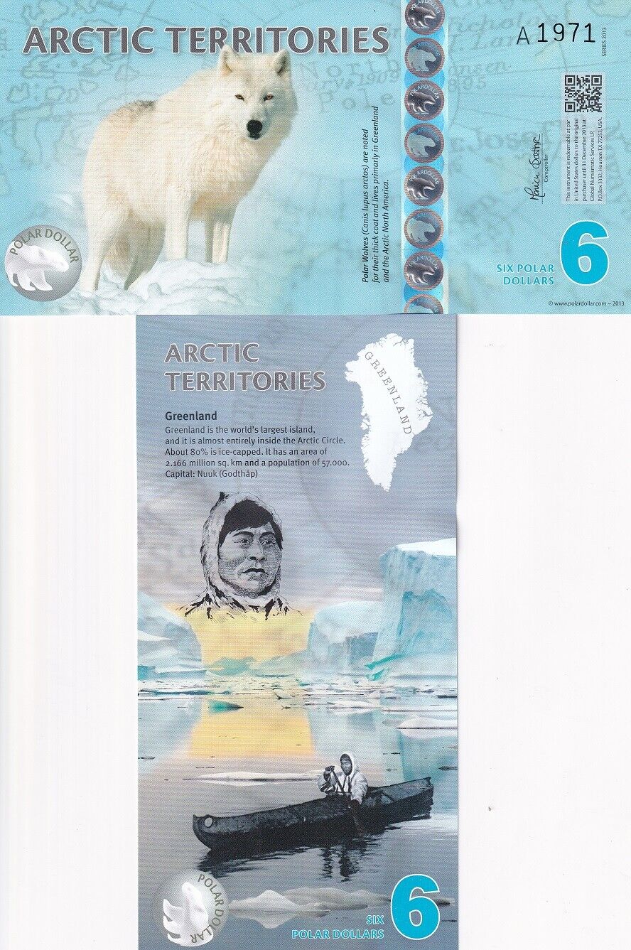 Arctic Territories 6 Dollars 2013 Polymer W/QR Code UNC