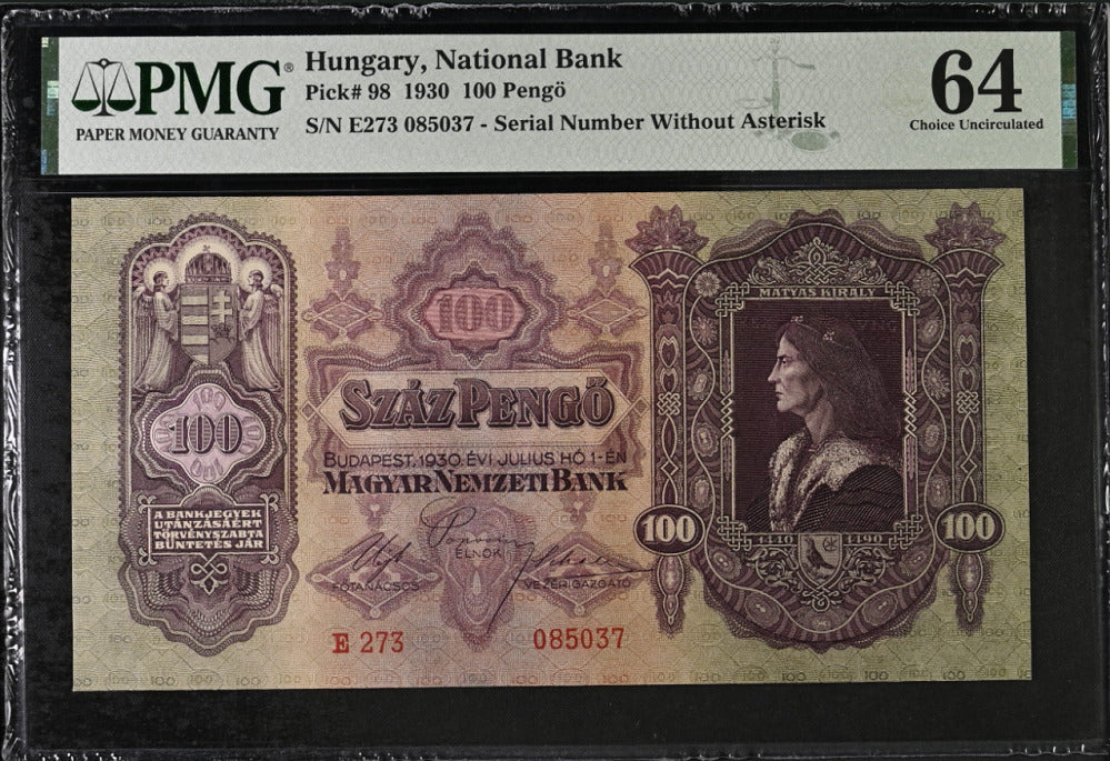 Hungary 100 Pengo 1930 P 98 Choice UNC PMG 64