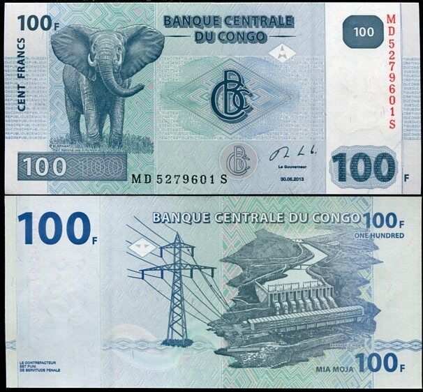 Congo 100 Francs 2013 P 98 UNC