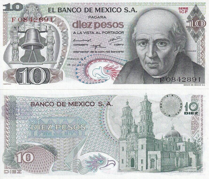 Mexico 10 Pesos 1973 P 63 f UNC