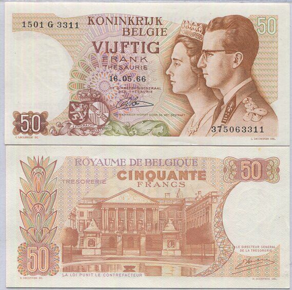Belgium 50 Francs 1966 P 139 UNC