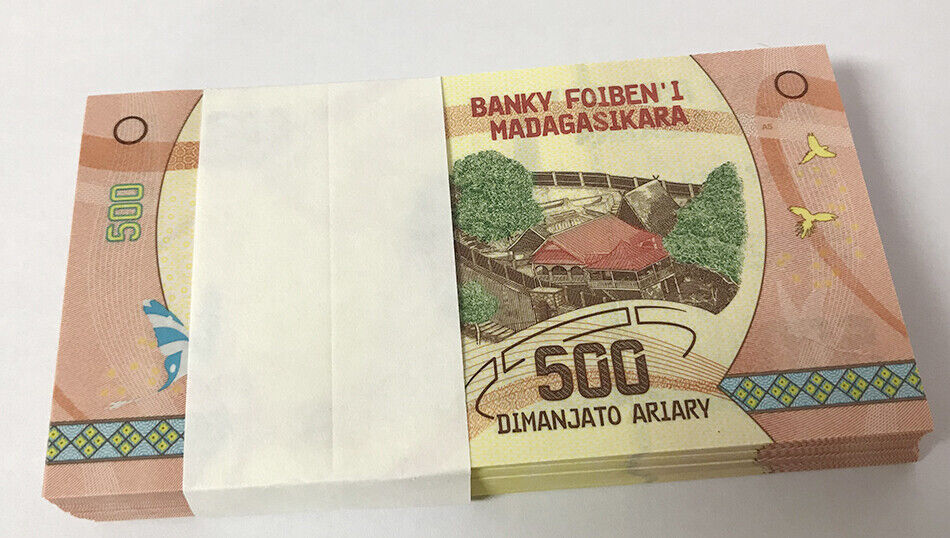 Madagascar 500 Ariary 2017 P 99 UNC Lot 100 Pcs 1 Bundle