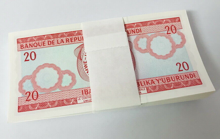Burundi 20 Francs 2005 P 27 UNC Lot 25 Pcs 1/4 Bundle
