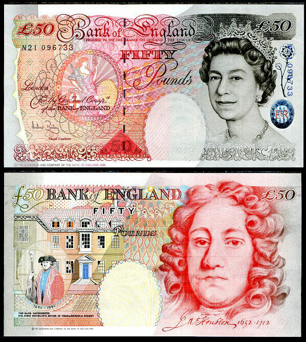 Great Britain 50 Pounds England ND 1994 2006 A Bailey P 388 C UNC great-britain-50-pounds-england-nd-1994-2006-a-bailey-p-388-c-unc