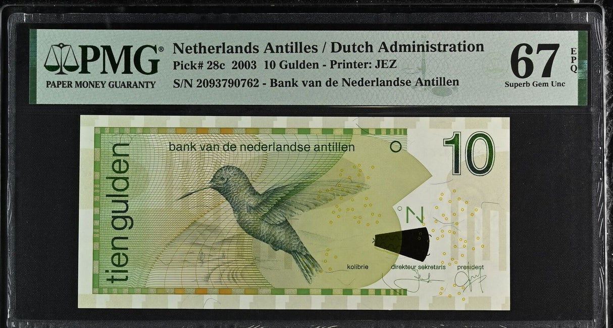 Netherlands Antilles 10 Gulden 2003 P 28 c Superb Gem UNC PMG 67 EPQ