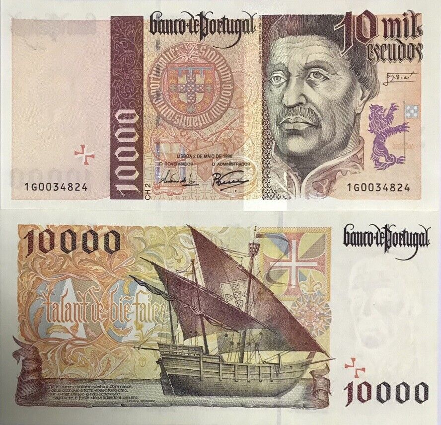 Portugal 10000 Escudos 1996 Sign António José & Bernardino P 191 UNC