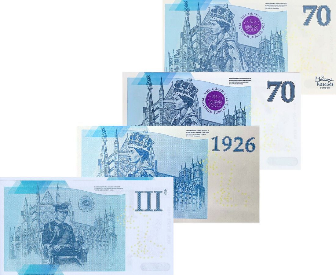 Great Britain Set 4 UK 2023 HM King Charles III & Queen Elizabet Fantasy Note