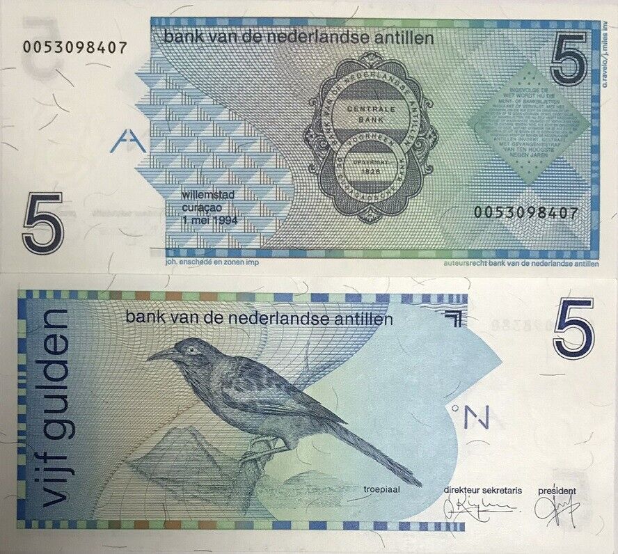 Netherlands Antilles 5 GULDEN 1994 P 22 c XF