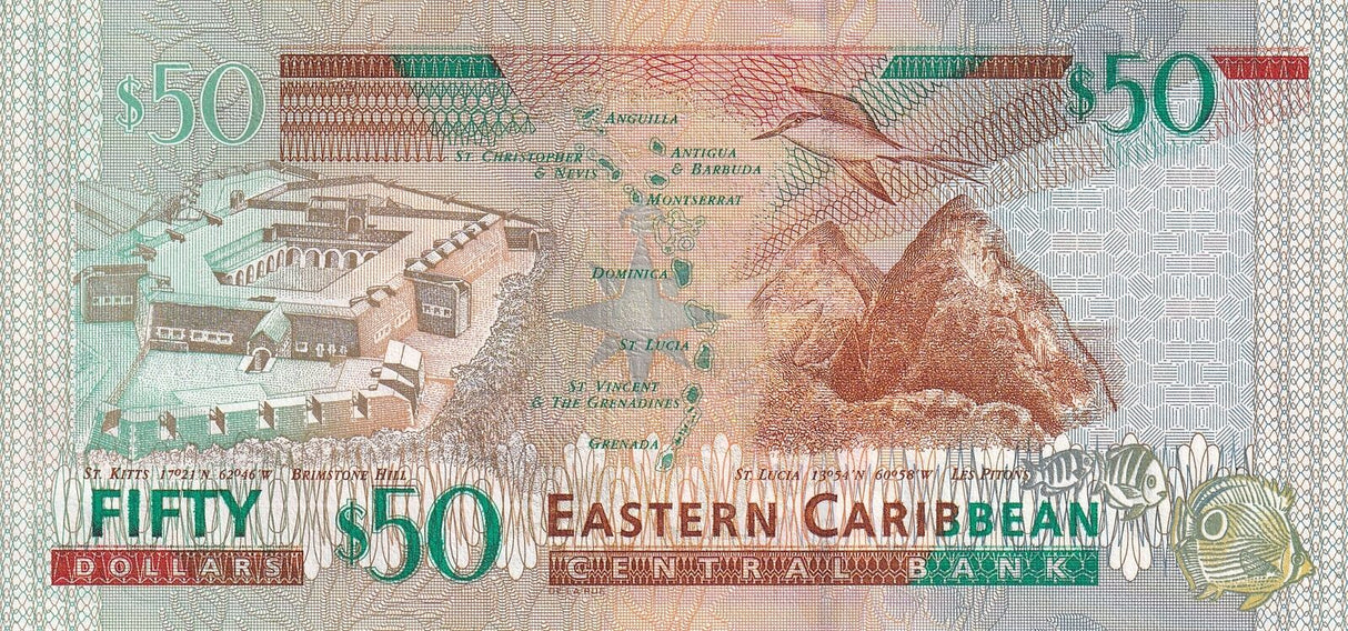 East Caribbean 50 Dollars ND 2003 suffix letter G P 45 g UNC