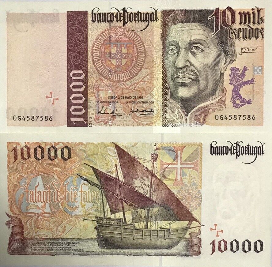 Portugal 10000 Escudos 1996 Sign António José & António P 191 UNC