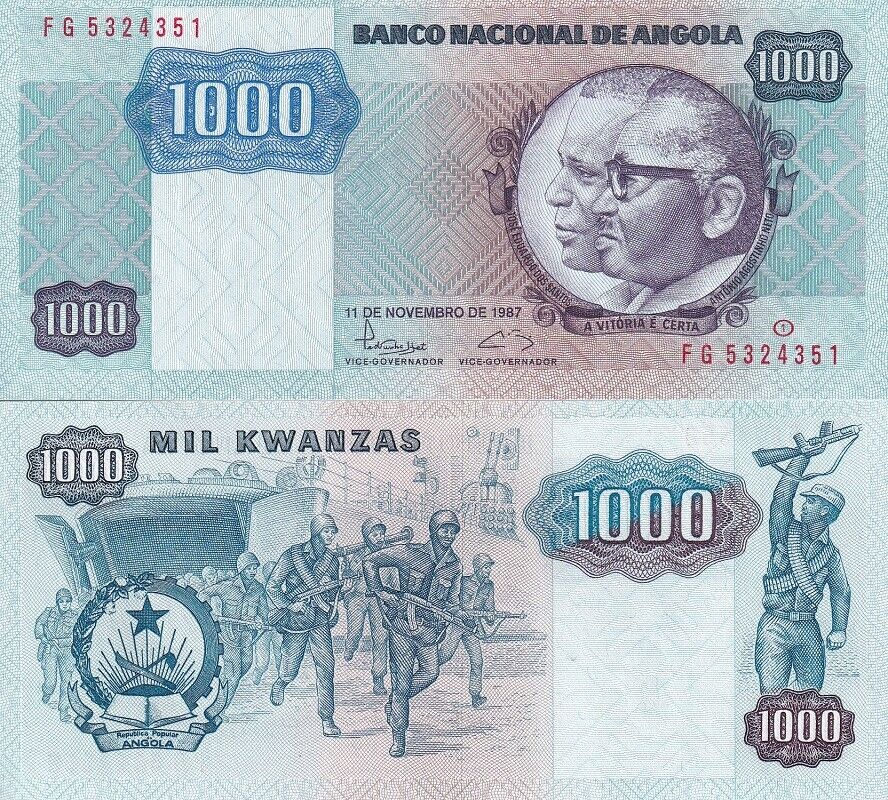 Angola 1000 Kwanzas 1987 P 121 b UNC