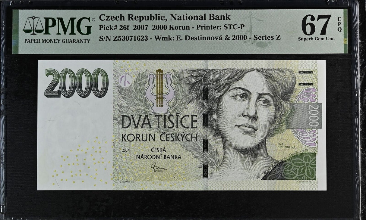 Czech Republic 2000 Korun 2007 P 26 f Superb Gem UNC PMG 67 EPQ