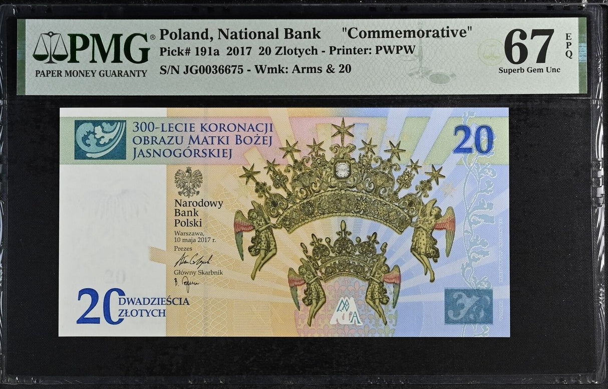 Poland 20 Zlotych 2017 Comm. P 191 a Superb Gem UNC PMG 67 EPQ
