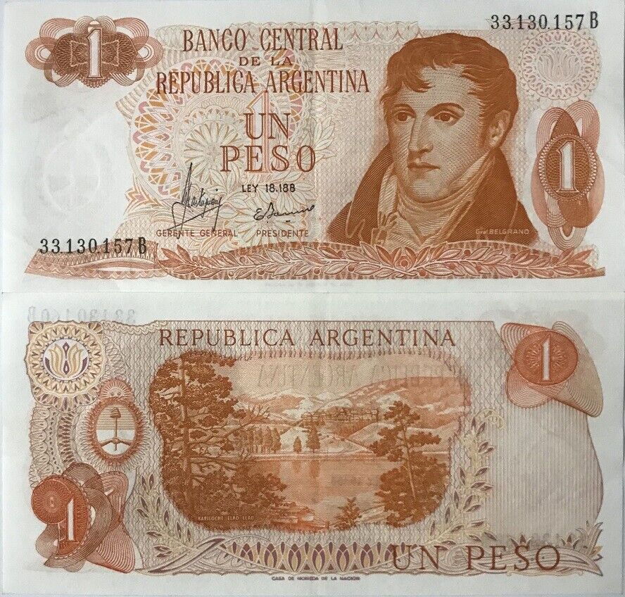 Argentina 1 Peso ND 1970-1973 P 287 Series A XF