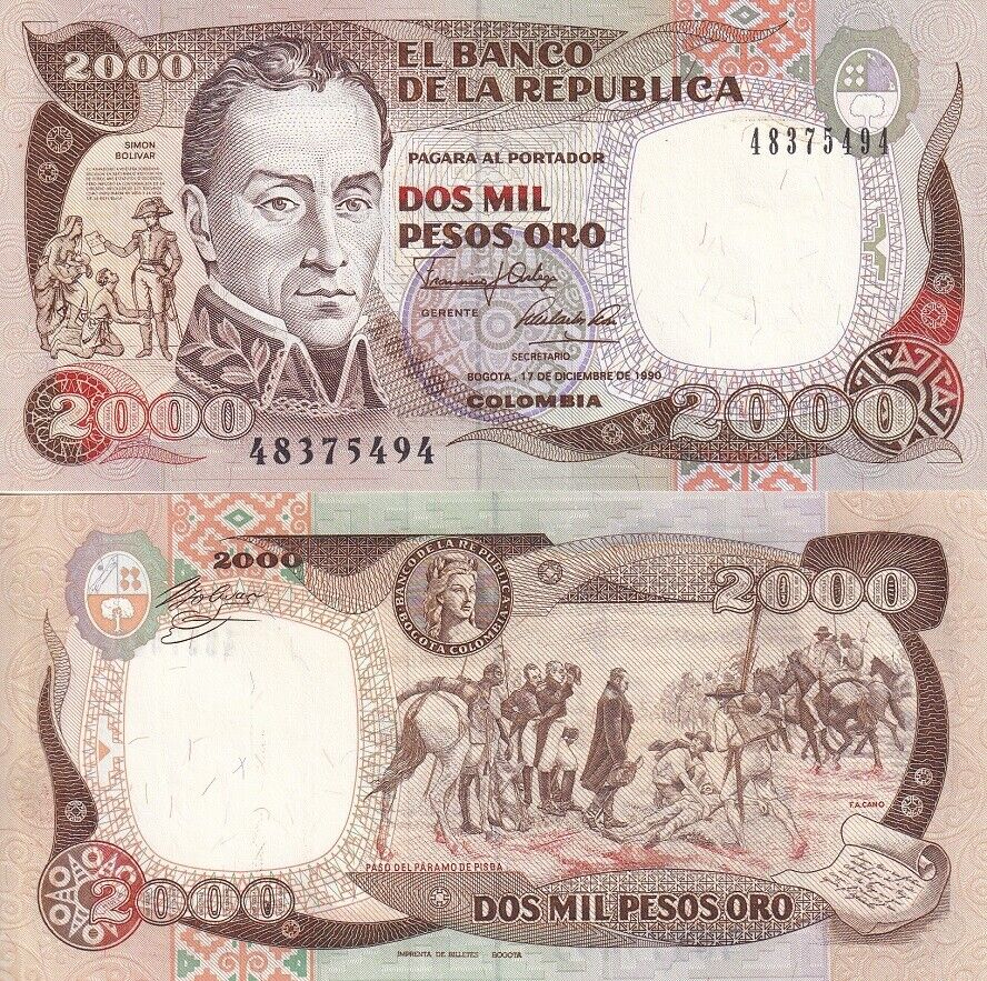 Colombia 2000 Pesos 1990 P 433 UNC