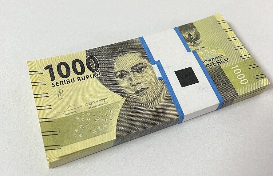 Indonesia 1000 Rupiah 2016/2018 P 154 UNC LOT 100 PCS 1 Bundle