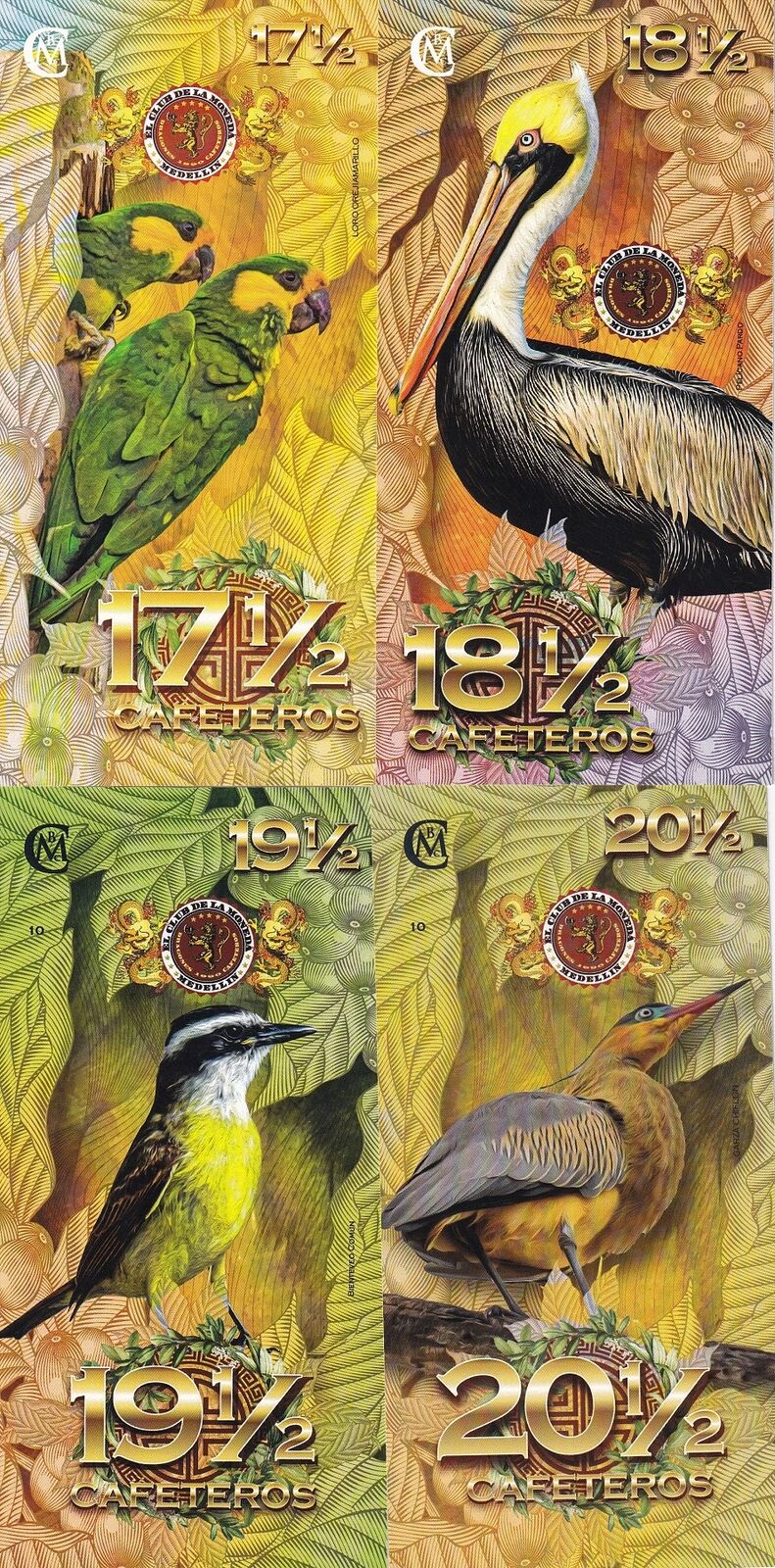 El Club De La Moneda SET 4 17 18 19 20 Cafeteiros 2022 Birds Polymer