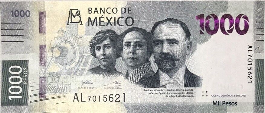 Mexico 1000 Pesos 2021 Sign Jonathan Random Series P 137 UNC