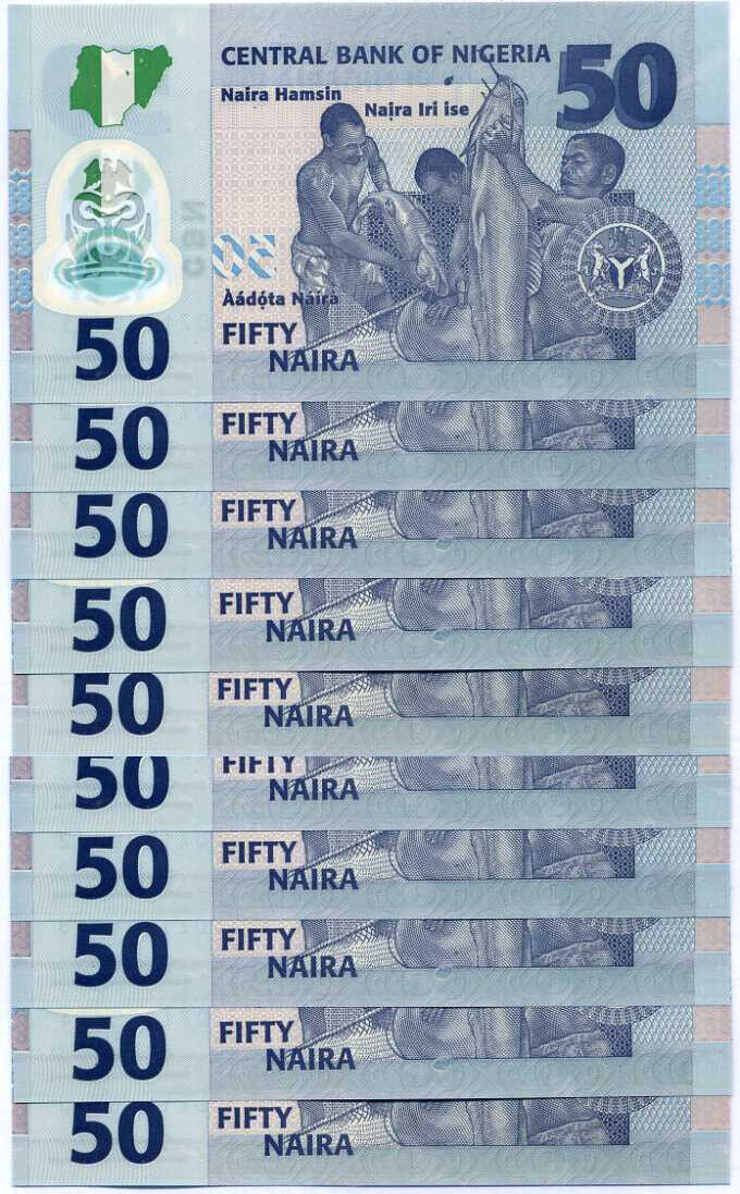 Nigeria 50 Naira 2020 P 40 Polymer UNC Lot 10 Pcs