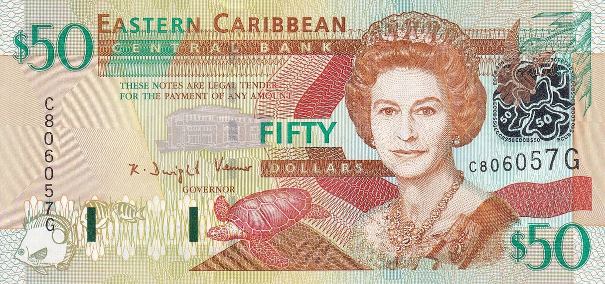 East Caribbean 50 Dollars ND 2003 suffix letter G P 45 g UNC