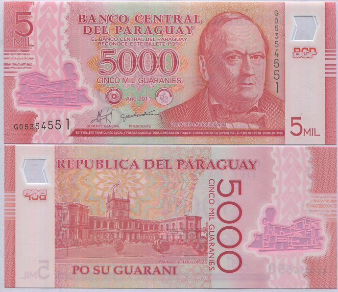 Paraguay 5000 Guaranies 2011 P 234 a UNC