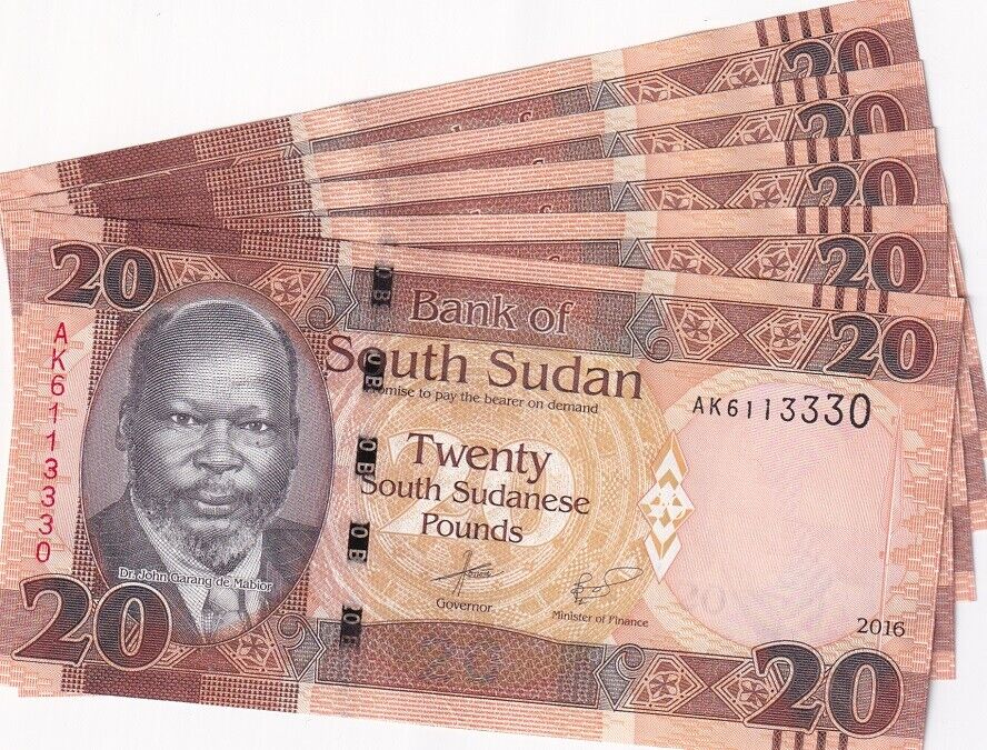 South Sudan 20 Pounds 2016 P 13 b AUnc LOT 5 PCS