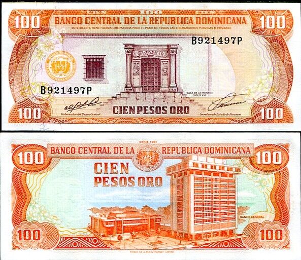 DOMINICAN REPUBLIC 100 PESOS 1991 P 136 UNC