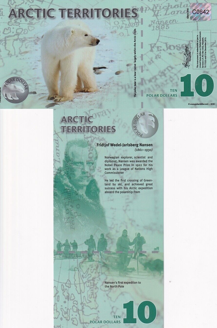 Arctic Territories 10 Dollars 2010 Polymer UNC