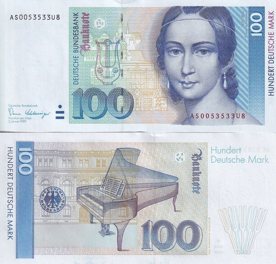 Germany 100 Mark 1989 P 41 Prefix AS UNC