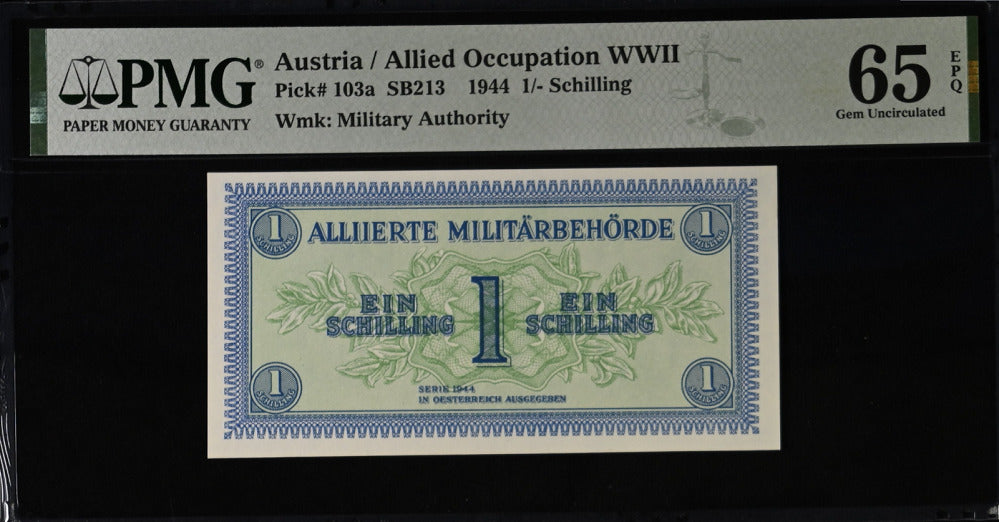 Austria 1/- Schilling 1944 P 103 a Gem UNC PMG 65 EPQ