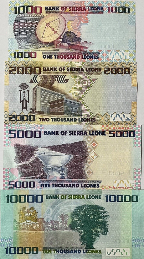 Sierra Leone Set 4 UNC 1000 2000 5000 10000 Leones 2020 2021 P 30 31 32 33